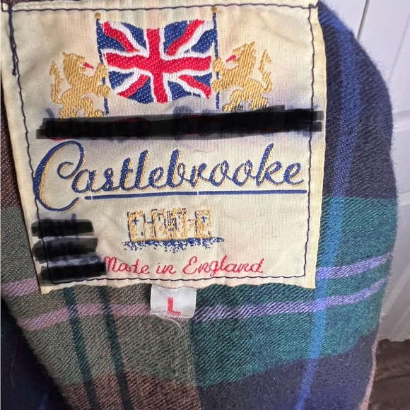 Vintage Castlebrooke Made in England Waxed Cotton Jacket Wool Blend Lining Sz L - Picture 6 of 9